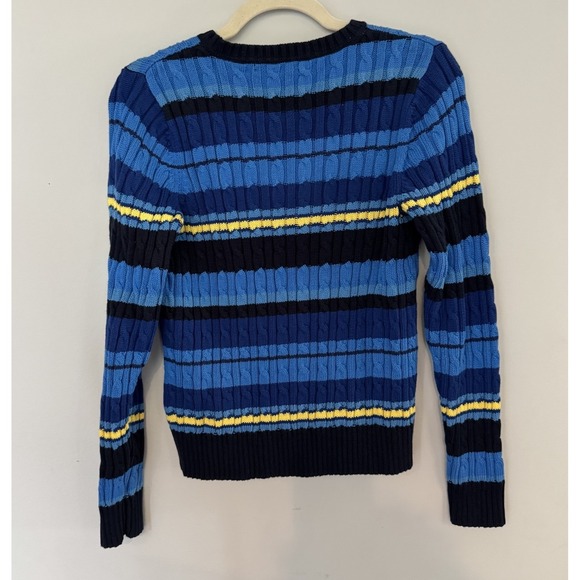 PS Cable Knit Striped Pullover Sweater Size Petite Small Preppy Collegiate NWT - Picture 6 of 6